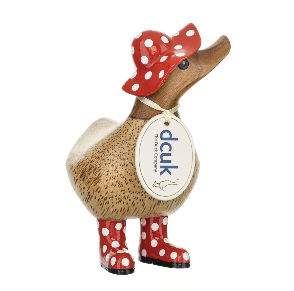 Dcuk Red Spotty Hat And Wellies Wooden Ducky