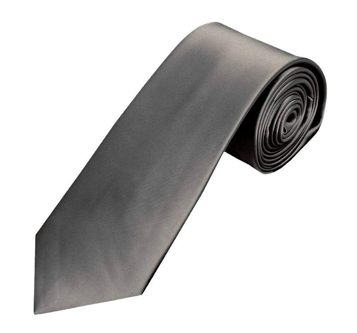 FashMade Men's Slim Skinny Steel Grey Tie Formal Casual Look Satin Tie-image-34