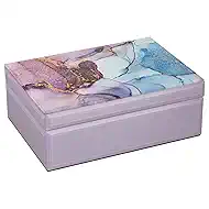 Glass Jewelry Box for Women Girl Wife-Jewelry Organizer Storage Case With Velvet Lining For Earrings Rings Bracelets,Perfect Birthday, Wedding & Christmas Gift(Marble Pattern）