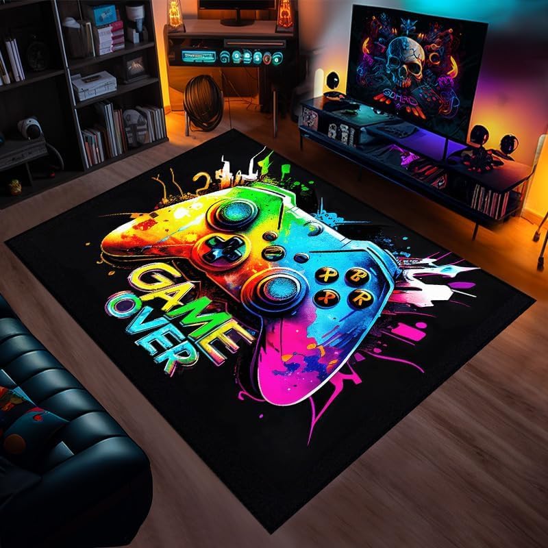 Tapis console de jeu animé flanelle doux, le cadeau déco parfait pour garçon