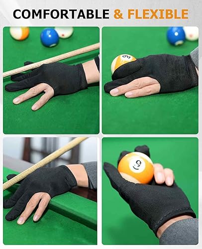 Miniatura 4 de Guantes de billar universales para hombres y mujeres, 10 unidades, con 3 dedos, elásticos, transpirables, para mano izquierda y derecha, 10 unidades