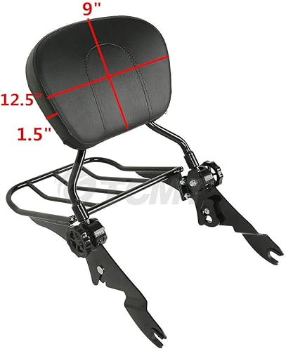 Miniatura 3 de TCMT Respaldo desmontable Sissy Bar & Rack para Harley Touring Road King Street Glide Road Glide 2009-2025 Electra Glide 2009-2022 Ultra Limited
