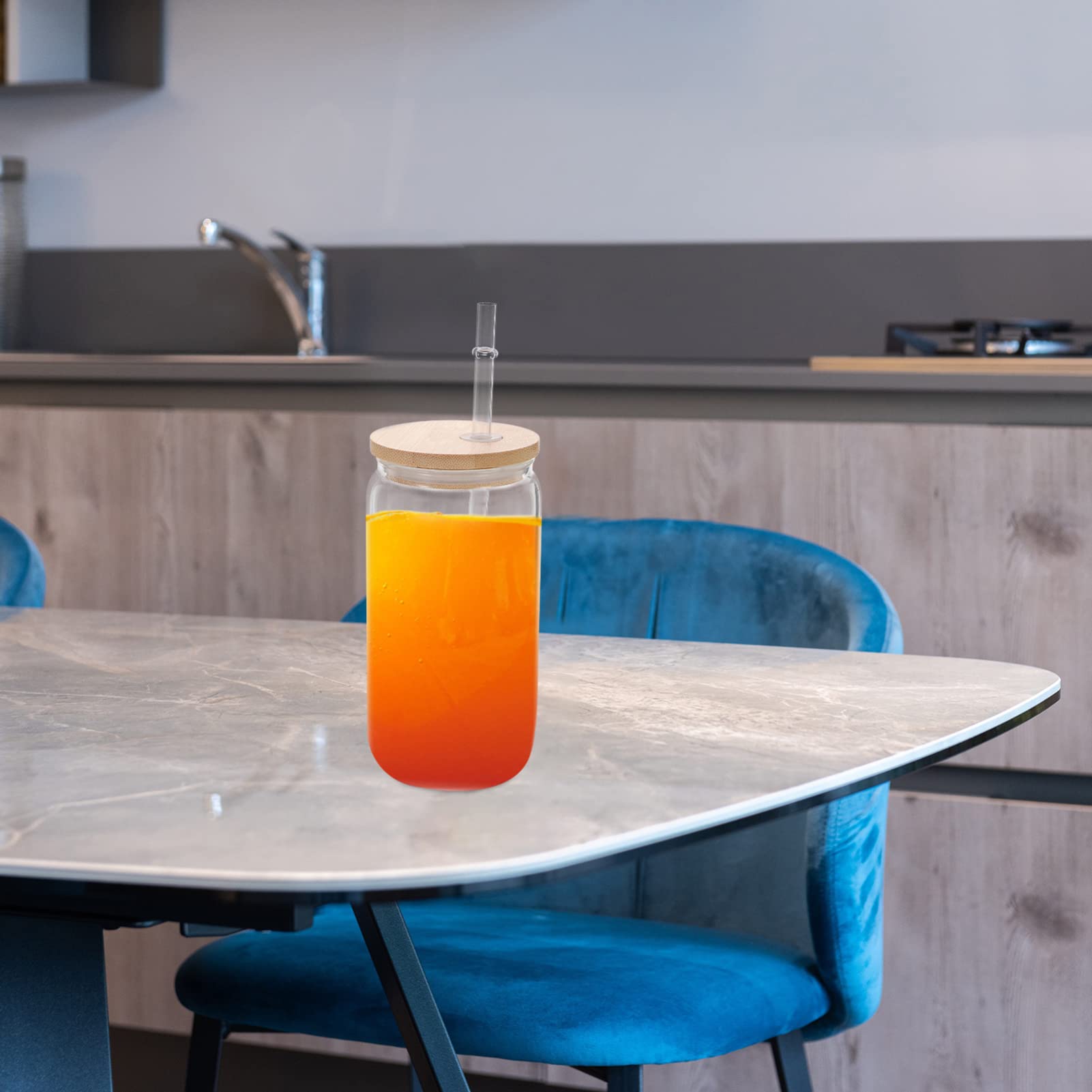 Housoutil Cola Cup Wide Mouth Smoothie Cup Drinking Glasses Beverage Cup Clear Tumblers Drinking Bottle Clear Drinking Cup with Lids and Straws 25oz Bubble Tea Cups Beer Can Juice Glass Iced