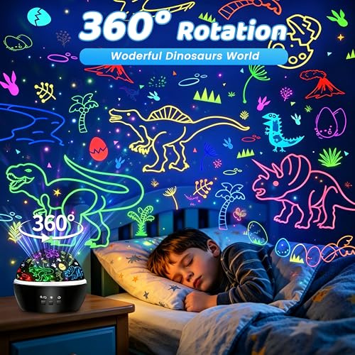 Dinosaurier Spielzeug Nachtlicht Projektor Kinder, 2 in 1 Dino Lampe Nachtlicht Kinderzimmer… – Ansicht 2