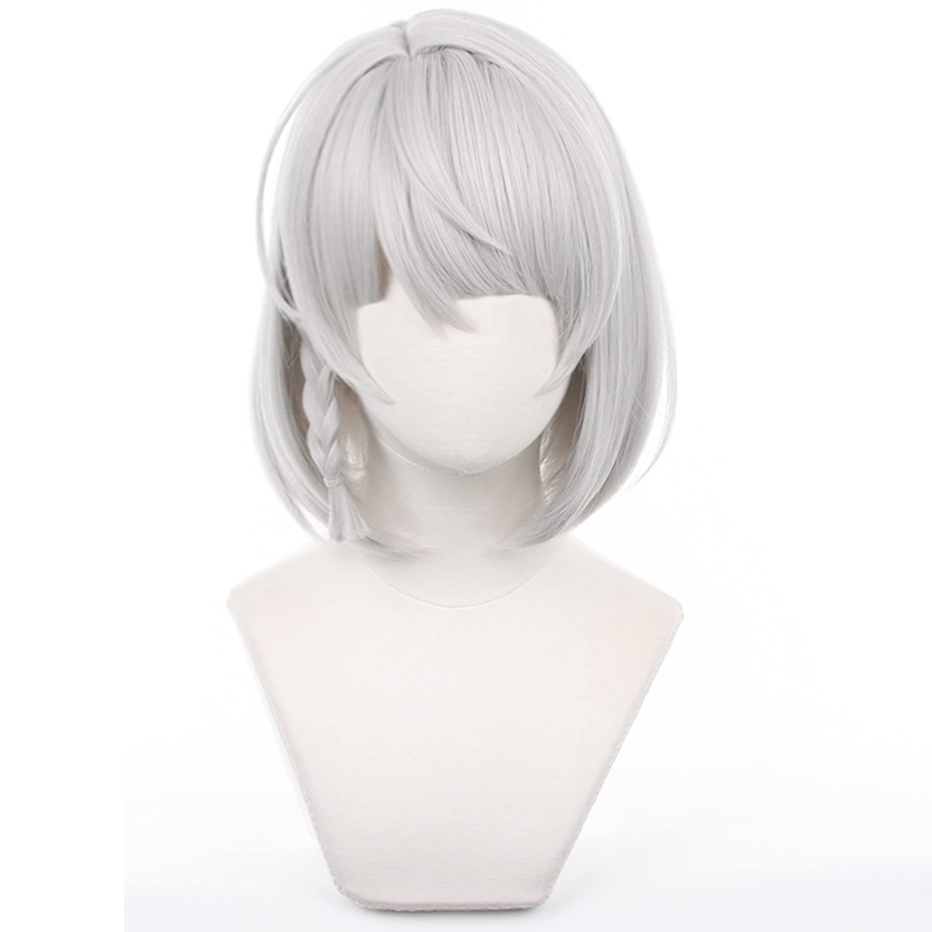 Silver White Bob Short Straight Wig for Anime Costume with Bangs Heat Resistant Synthetic Hairs for Women Halloween Comic Con Cosplay Wigs - Image 2