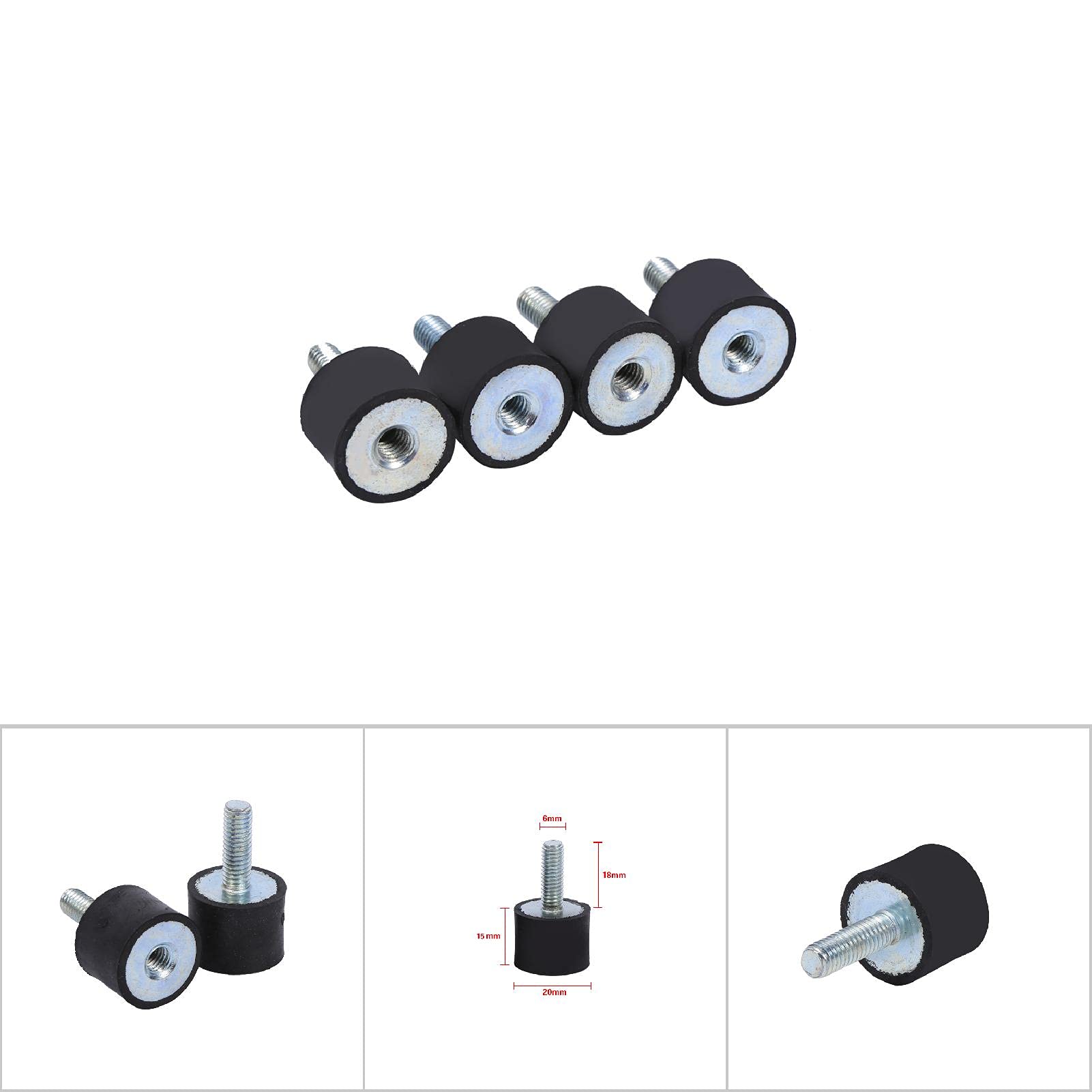 Kit De 4 Silentblocs Anti-vibration En Caoutchouc - VD20x15 M6x18mm, Parfaits Pour Moteurs Et Compresseurs