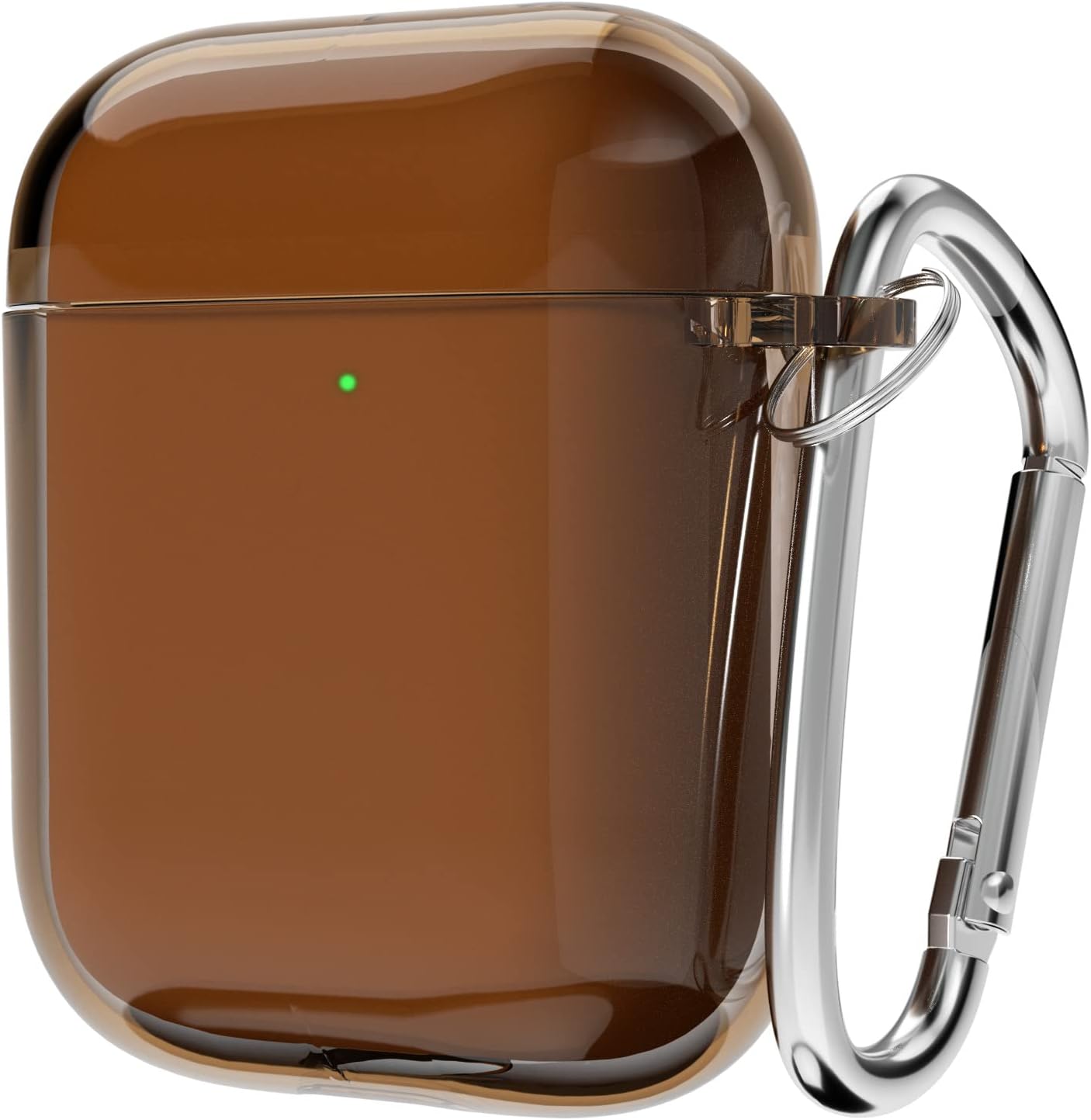 for Airpods Case Clear Hard Shell Plastic, Transparent TPU Girly Airpods 1st 2nd Generation Case with Keychain, Y2k Aesthetic Trendy Airpods Cover Accessories for Women, Brown