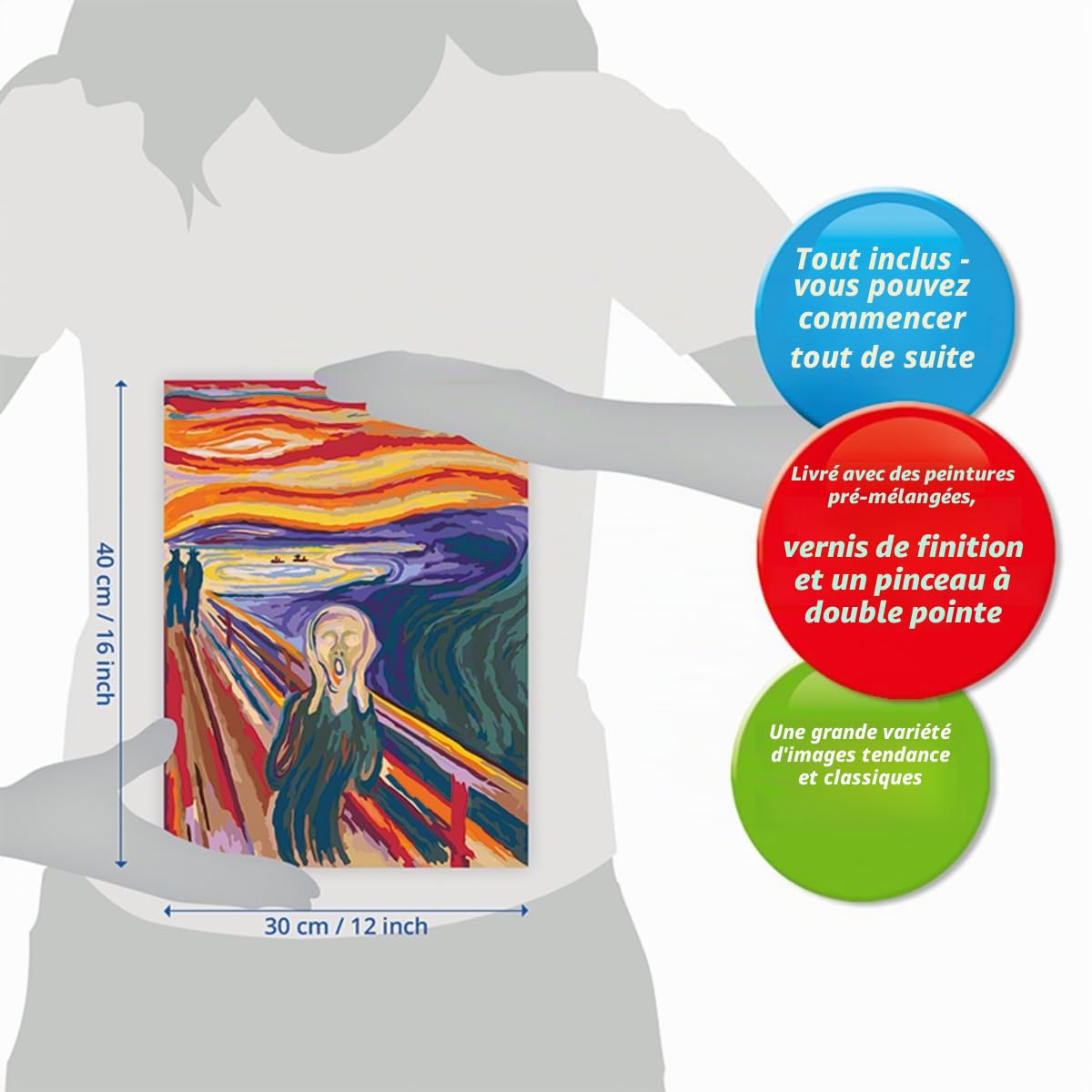 Ravensburger – CreArt 30x40 cm – Adulte – Peinture par numéros – Le Cri – Art Collection – Activité détente et créative – 23691