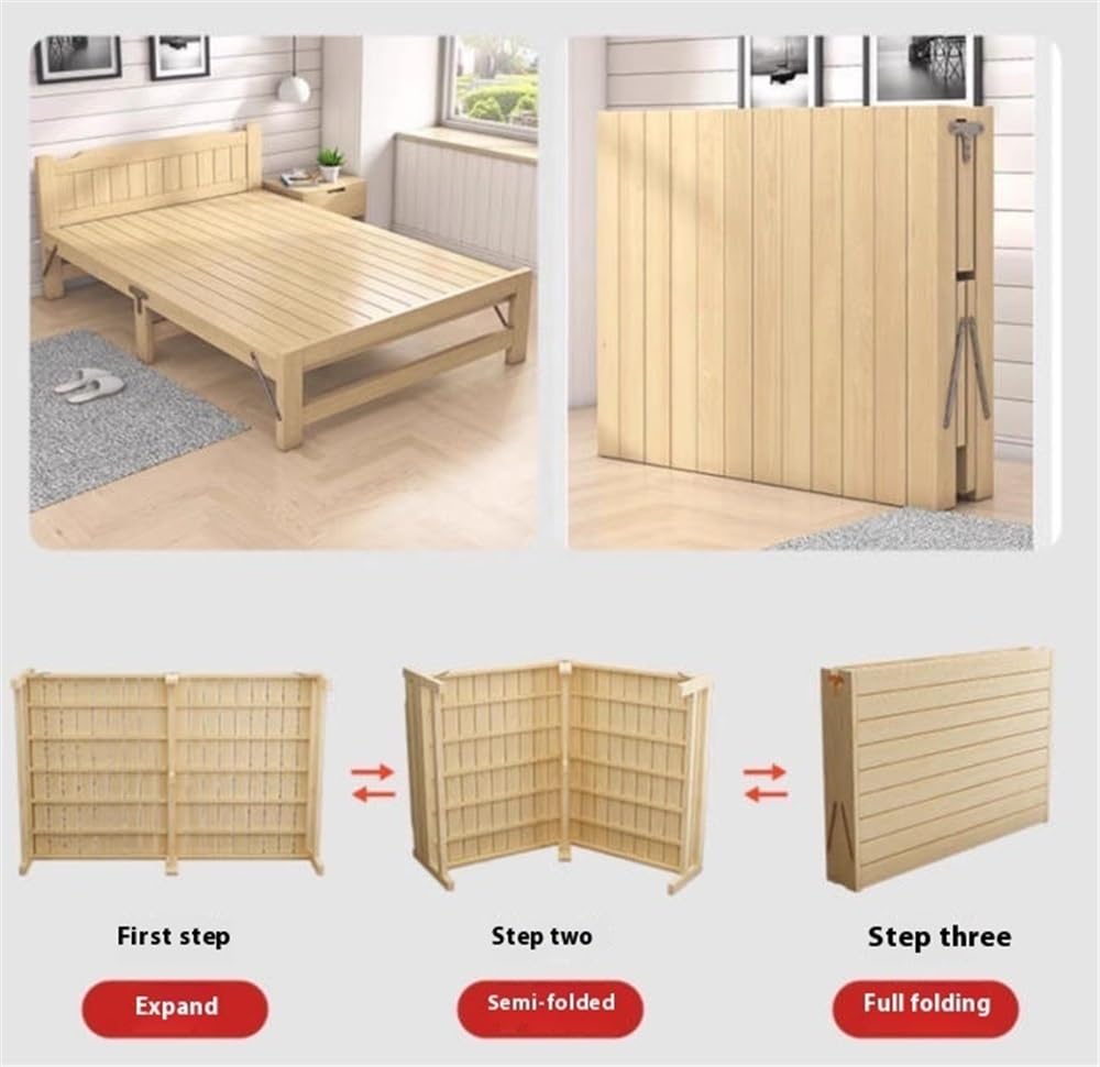 Camping Temporäres Klappbett for den Haushalt, Hartfaserplattenbett for EIN Nickerchen im Büro Feldbetten(XXL)