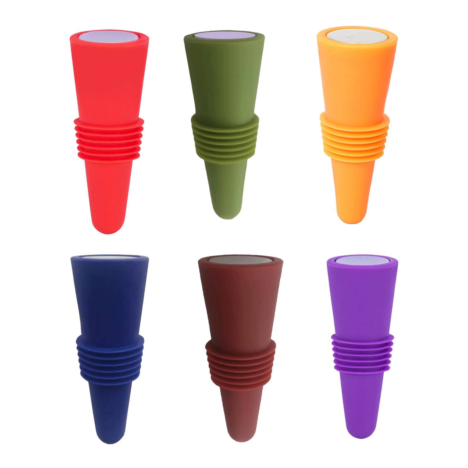 HZBB 6 Pack Colorful Silicone Stoppers for Wine and Beverages Multipurpose Bottle Preservers Elegant Drink Sealers Supplies Beverage Preservers