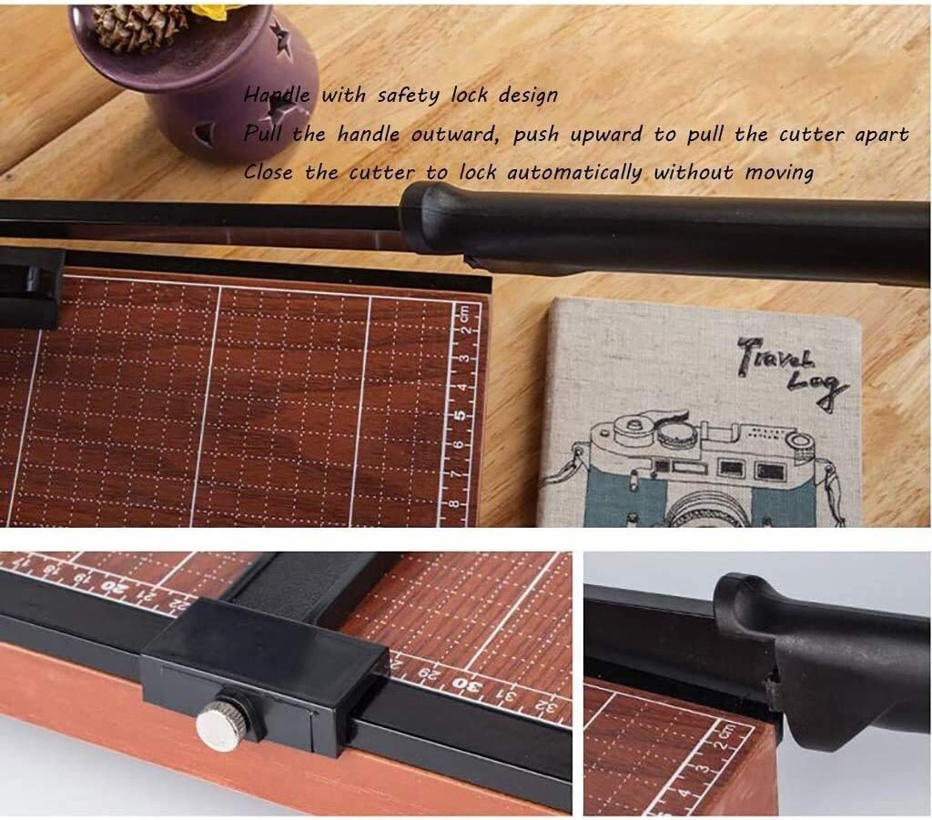 Taglierina per carta, taglierina per carta A4, Guillotine Paper Cutter with Wooden Base - Precision Photo Cropper for Postcards and Normal Paper Cutting