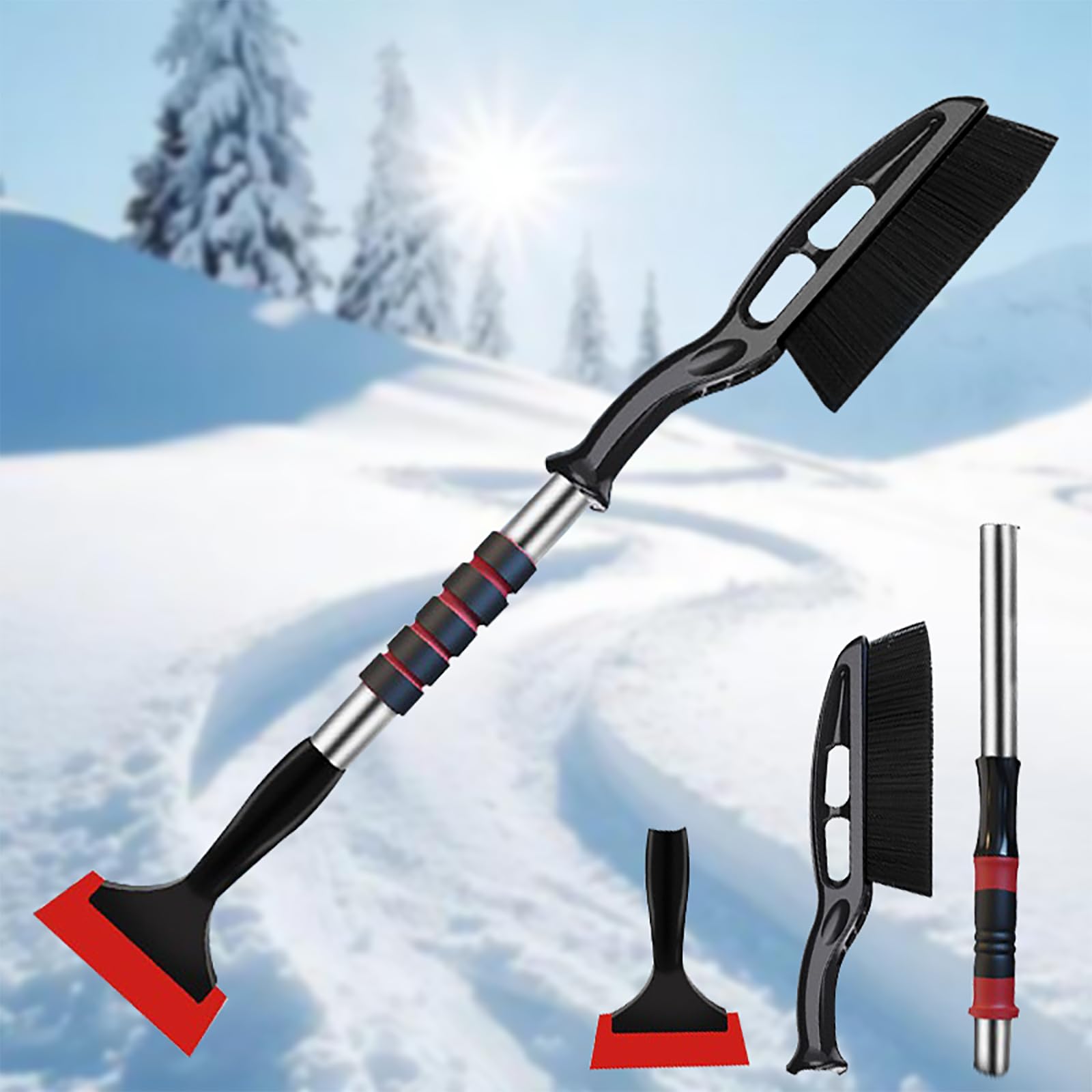 SUODAO Eiskratzer Auto mit Besen, 2 in 1 Schneebesen Auto St