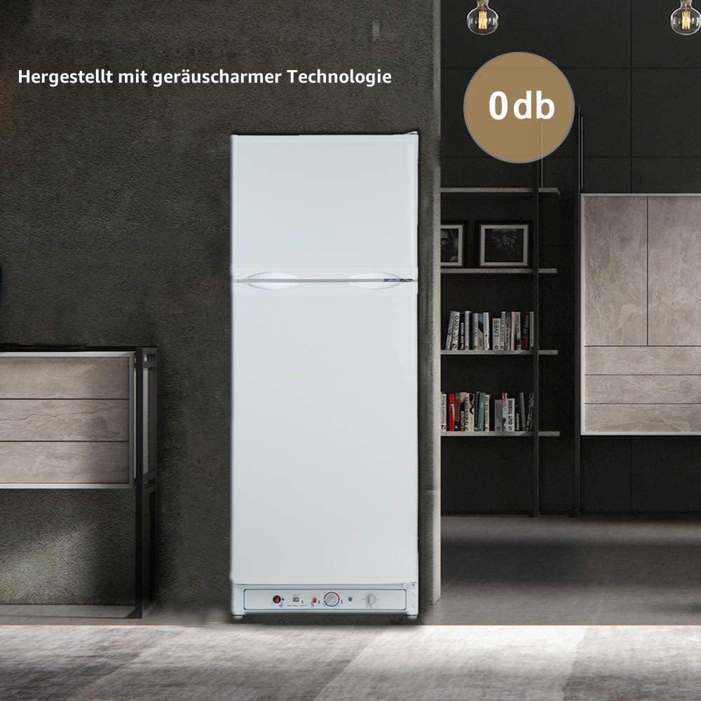 SMETA GAS Kühlschrank mit Gefrierfach, Gas/230V, Kühl-Gefrierkombination, für Gîte, Garage, Camping, Wohnmobil, 265L, Weiß