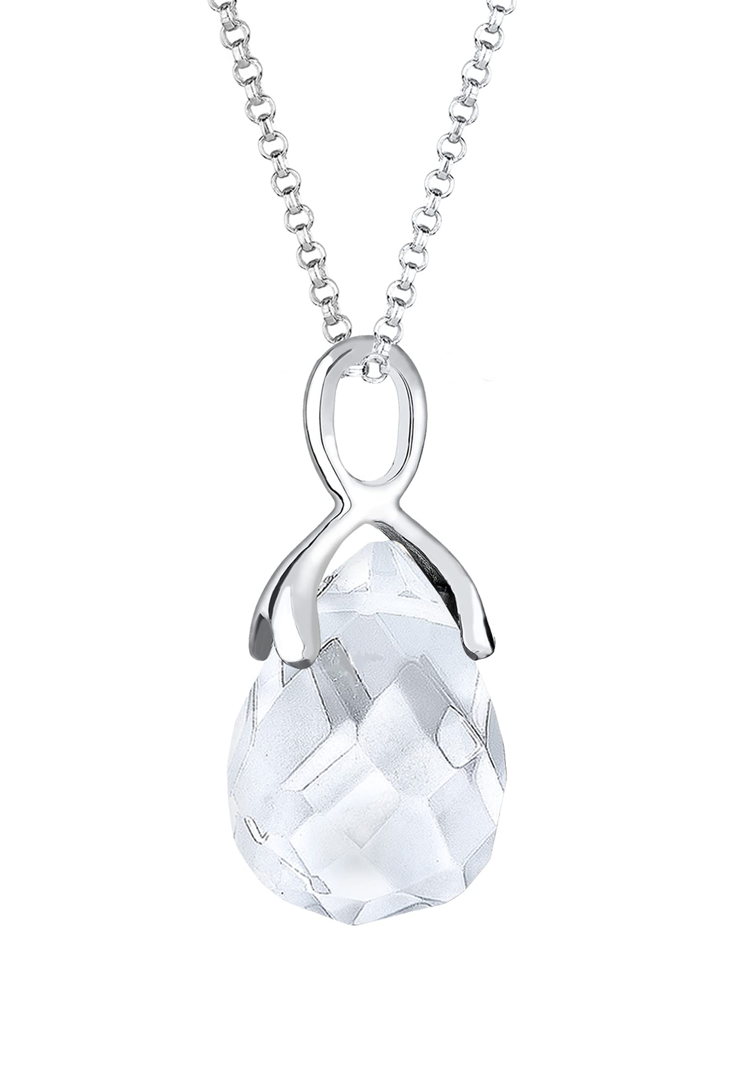 Elli Halskette Damen Klassisch Tropfen mit Bergkristall 925 Sterling Silber