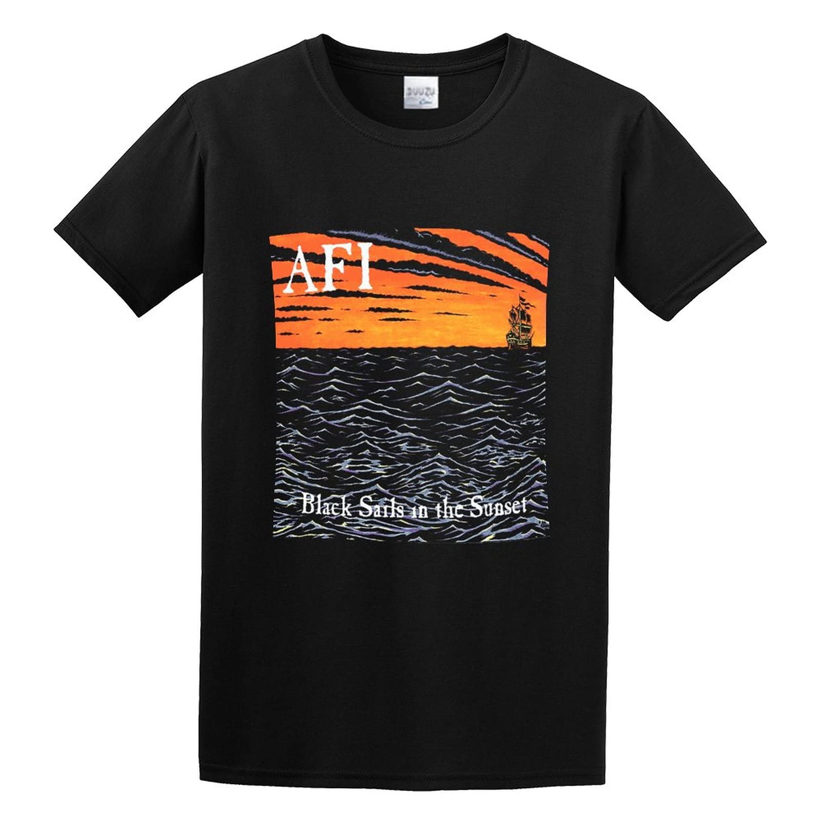 Fashion Men's T-Shirt AFI Sails in The Sunset Album Cover Crew Neck Tops Tee Black XXL