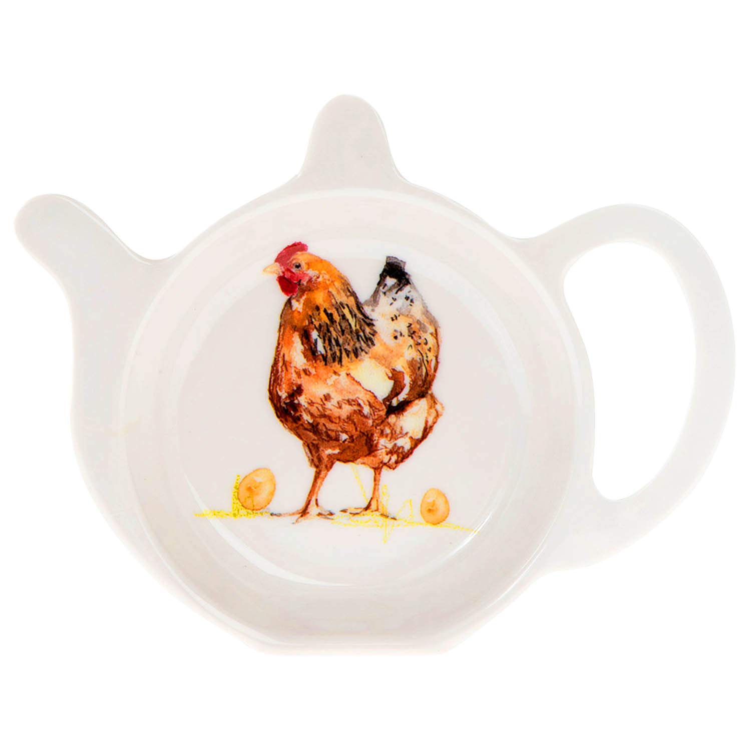 The Leonardo Collection White Country Chickens Melamine Tea Bag Tidy
