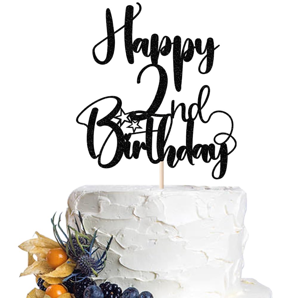 Dcokska Happy Birthday 2nd Cake Topper，Boys/Girls2nd Birthday,2nd Anniversary Party Cake Topper Decorations/Dinner Party Decorations (2)