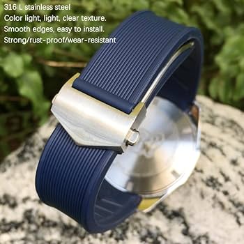 TAG Heuer 用ラバーストラップ 青色20mm アクアレーサーなどに TAG