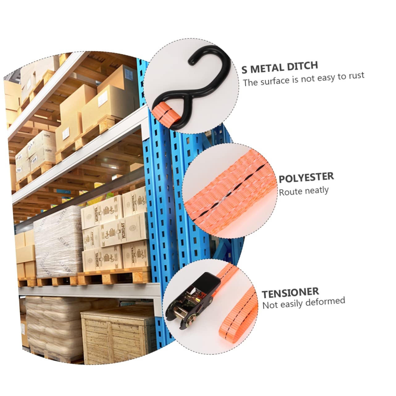 MUCKLILY Rugged Cargo Fastening Belt 2pcs Luggage Binder Ratchet Tie Down for Outdoor Towing Storage