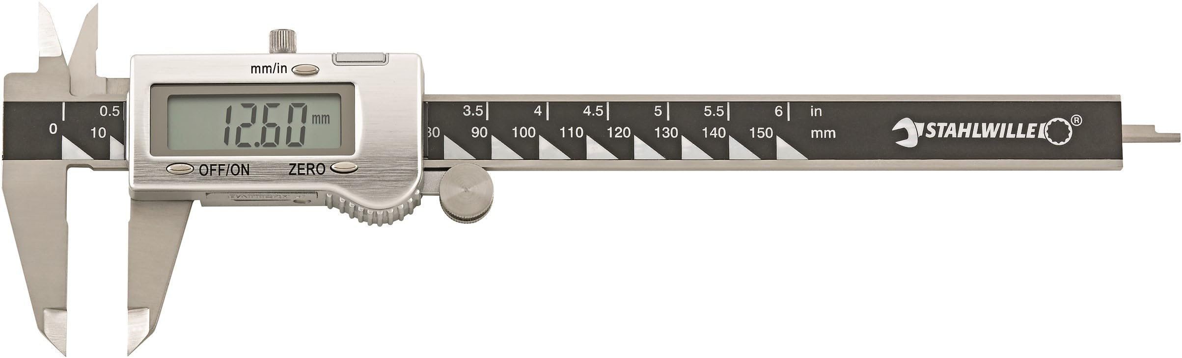 STAHLWILLE 12900/1 | Messschieber digital, Schieblehre mit LCD-Anzeige, Messbereich 150 mm | rostfreie, gehärtete Ausführung