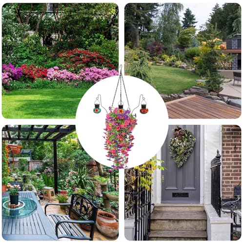 Accessoires oiseaux jardin avec fausses fleurs réalistes en panier suspendu