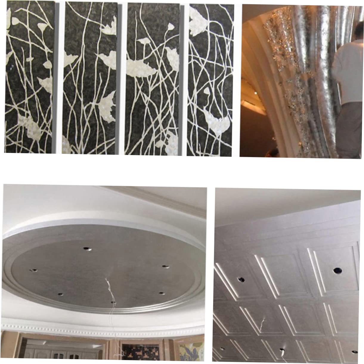 HOODANCOS 100pcs Metal Silver Foil Stickers Gilding Imitation Leaf for DIY Crafts Furniture Decor 9x9cm Square Non-Edible