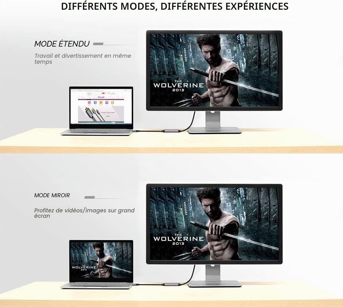 Câble Adaptateur USB C vers HDMI 4K, QGeeM Adaptateur Thunderbolt 3 vers HDMI Compatible pour MacBook Pro 2019/2018/2017 MacBook Air/iPad Pro 2018 Surface Book 2, Dell XPS 13/15 Samsung Galaxy S10/S9