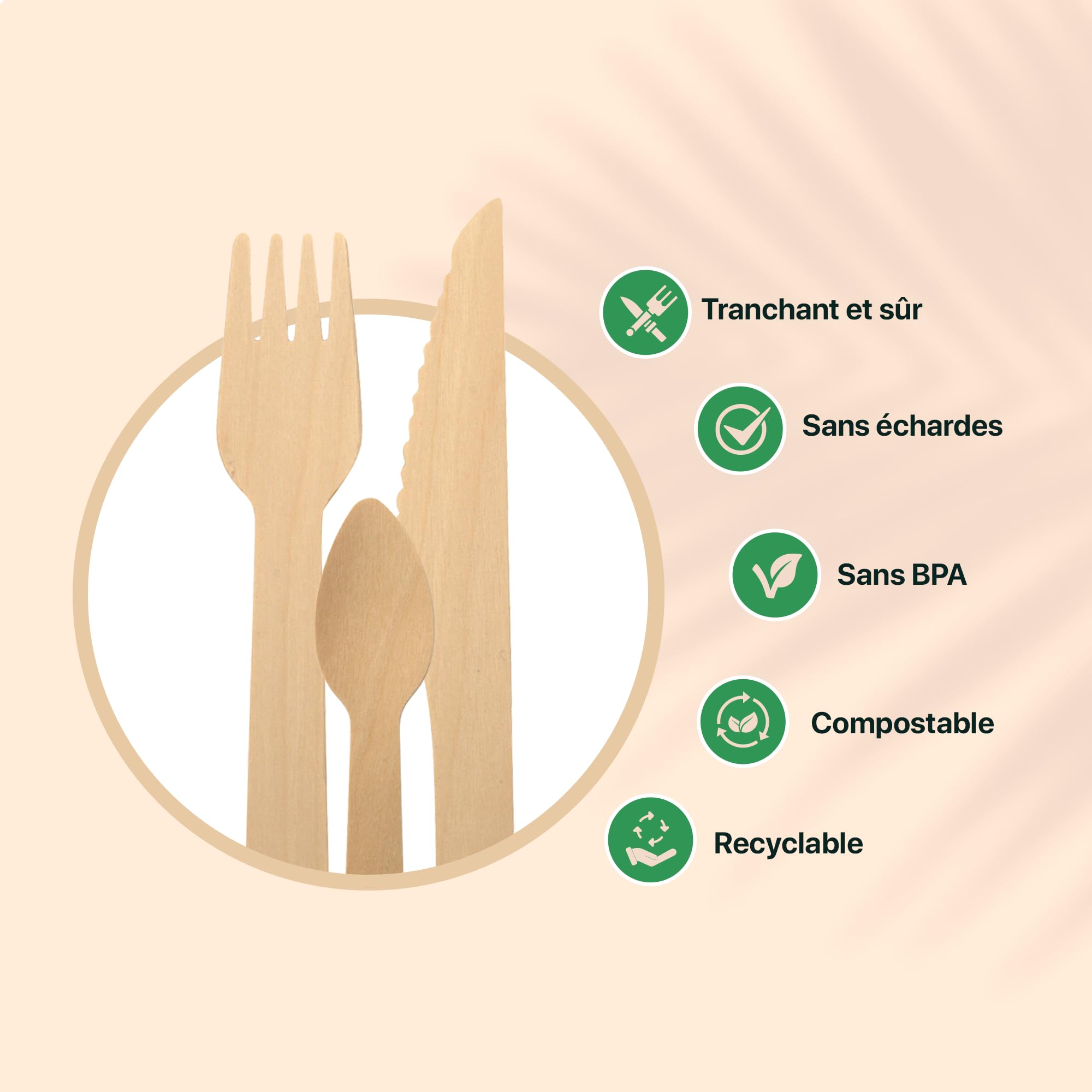 250 Kits Cubiertos Madera Desechables - Tenedor, Cuchillo, Cuchara, Toalla | Bolsa individual de papel; lista para distribuir; tenedor y cuchillo de 16,5 cm; cuchara 11 cm; servicio completo