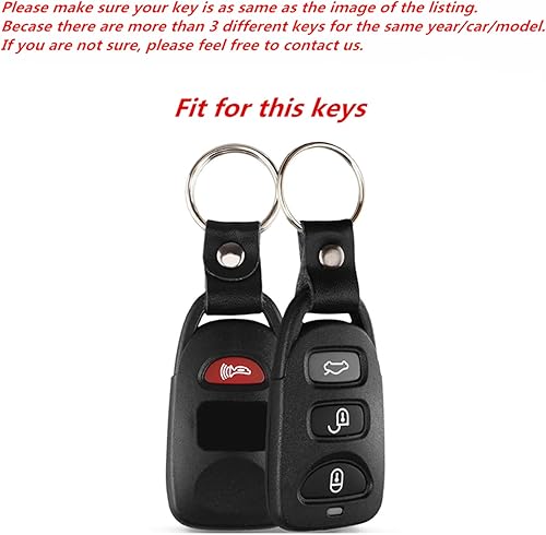 Miniatura 3 de Funda de cuero inteligente con 4 botones para llavero Kia Sorento Forte Optima Rondo Hyundai Elantra Genesis Sonata (negro)