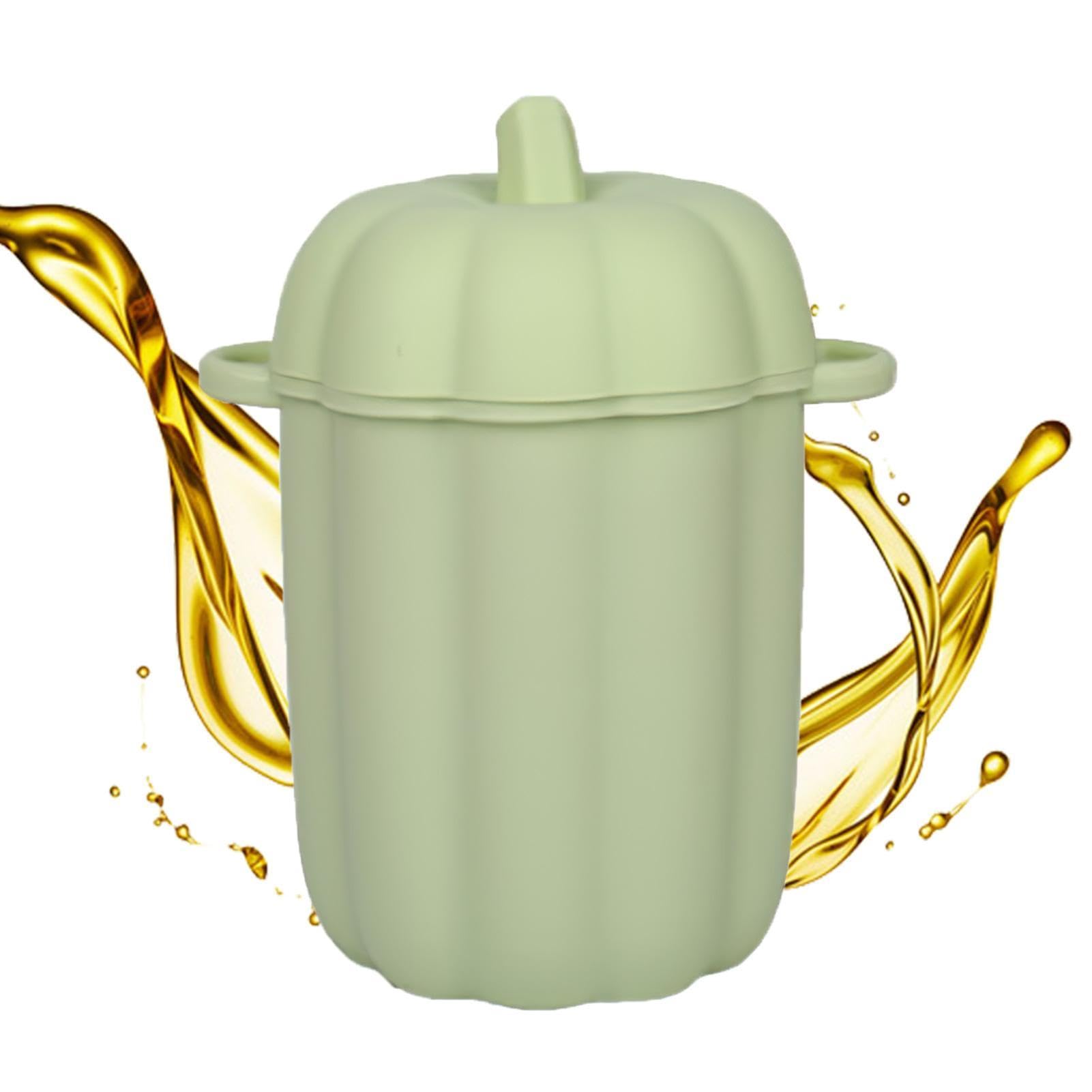 Colador de aceite, separador de grasa de silicona de 460 ml, recipiente de aceite con forma de calabaza de gran capacidad, recipiente de aceite de tocino de silicona antiadherente con colador, | Separador de grasa de de cocina de mayor capacidad con forma