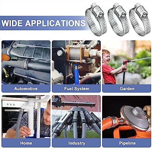 Qibaok XUANYIHE-001US Hose Clamp- Qibaok 120 Pcs Stainless Steel Hose Clamps Assortment Kit 1/4''–1-1/2'' Worm Gear Clamps For Fuel Line, Plumbing, Automotive, Mechanical Applications, Pipe, Tube, Radiator thumb #5