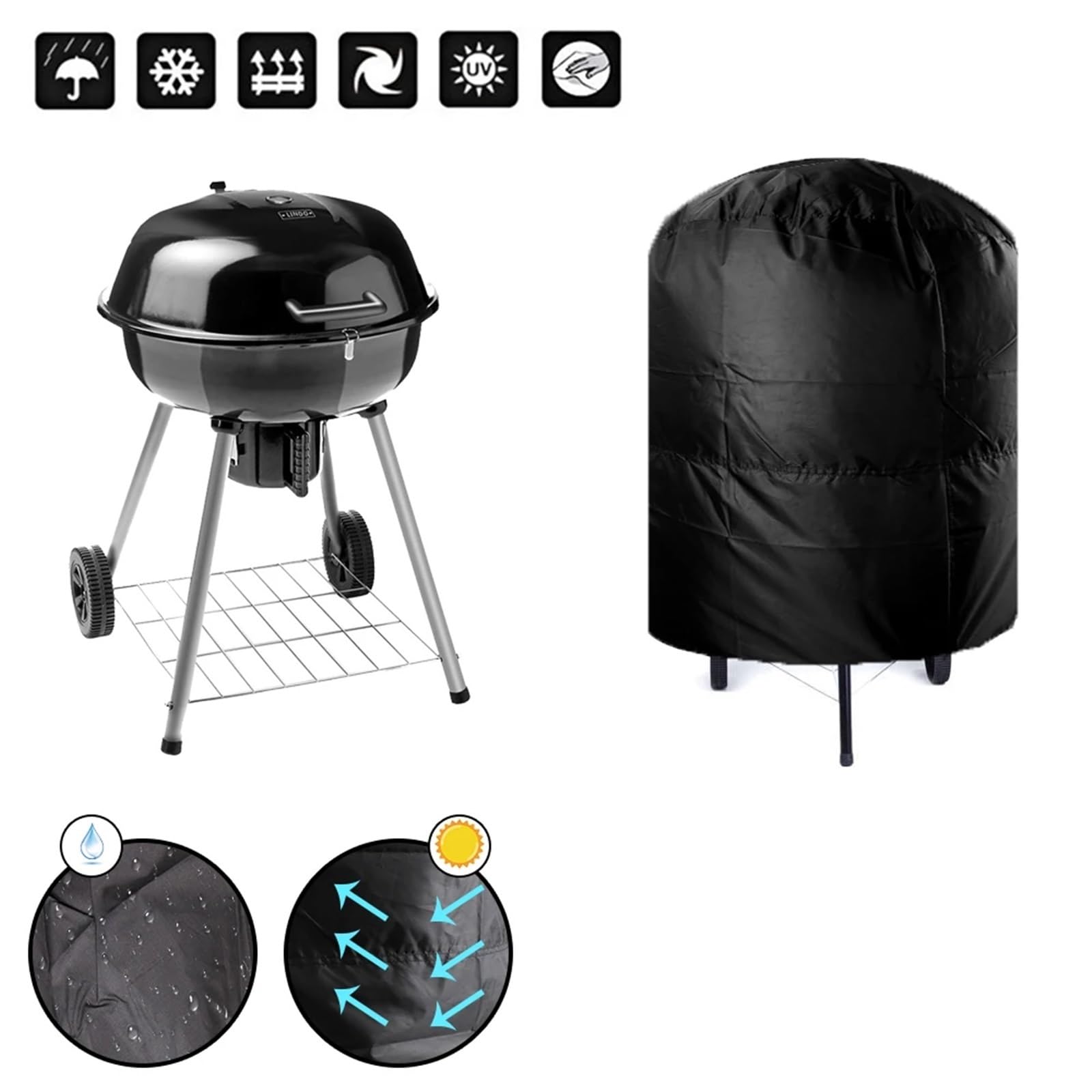 Copertura per Barbecue Resistente, Copertura for Barbecue Nera, Diverse Misure(66x100x80cm)