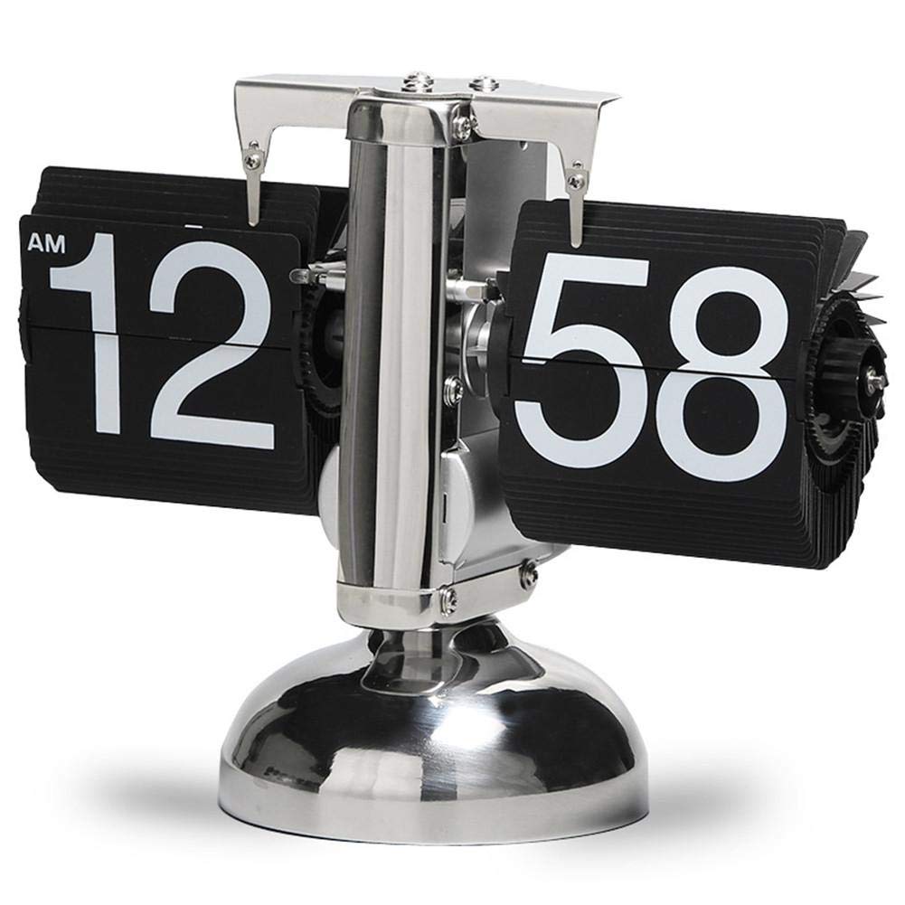 Tischuhr Flip Uhr Retro Wecker Standuhr Schreibtisch Regal Design Uhr, Auto Flip Retro Tisch Uhren Metall, Europäischen Stil Dekoration Tischuhr