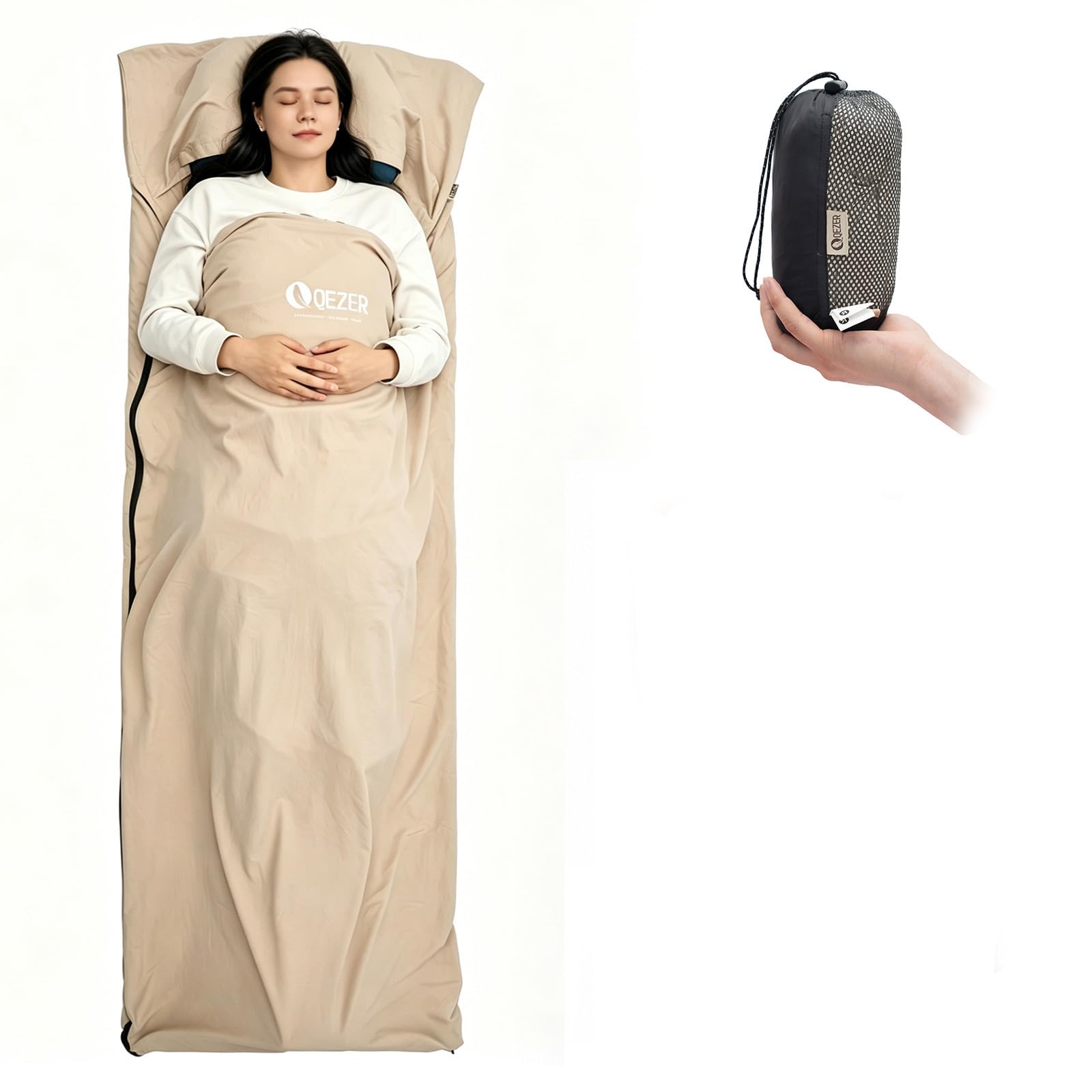 未使用品 　マウンテンリサーチ　寝袋　インナーシーツ Amazon | QEZER インナーシュラフ インナーシーツ シュラフライナー