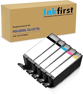 1 Set of 5 Inkfirst Compatible Ink Cartridges PGI-250XL CLI-251XL PGI-250 CLI-251Replacement for Canon PIXMA MX922 MG6320 MG6400 MG6420 MG6620 MG7120 PGI250XL CLI251XL Black Cyan Magenta Yellow PGI-250PGBK CLI-251BK CLI-251C CLI-251M CLI-251Y