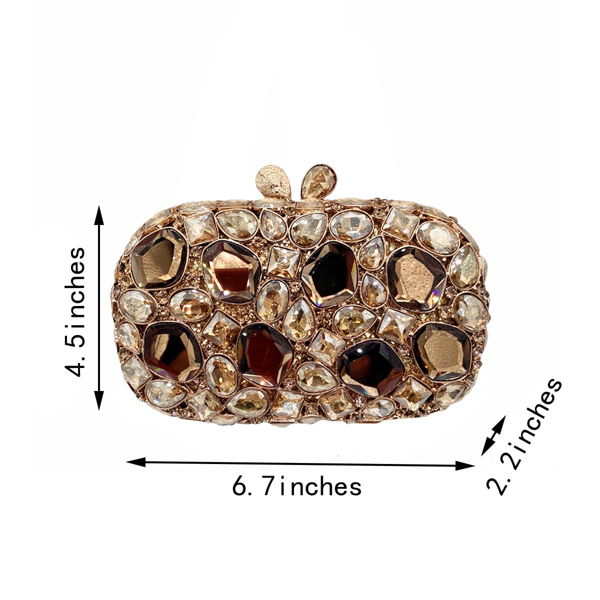 QMLGB Stylish Women Crystal Evening Clutch Diamonds Handbag Rhinestone Clutch Bridal Purse for Cocktail Prom Party, Gold