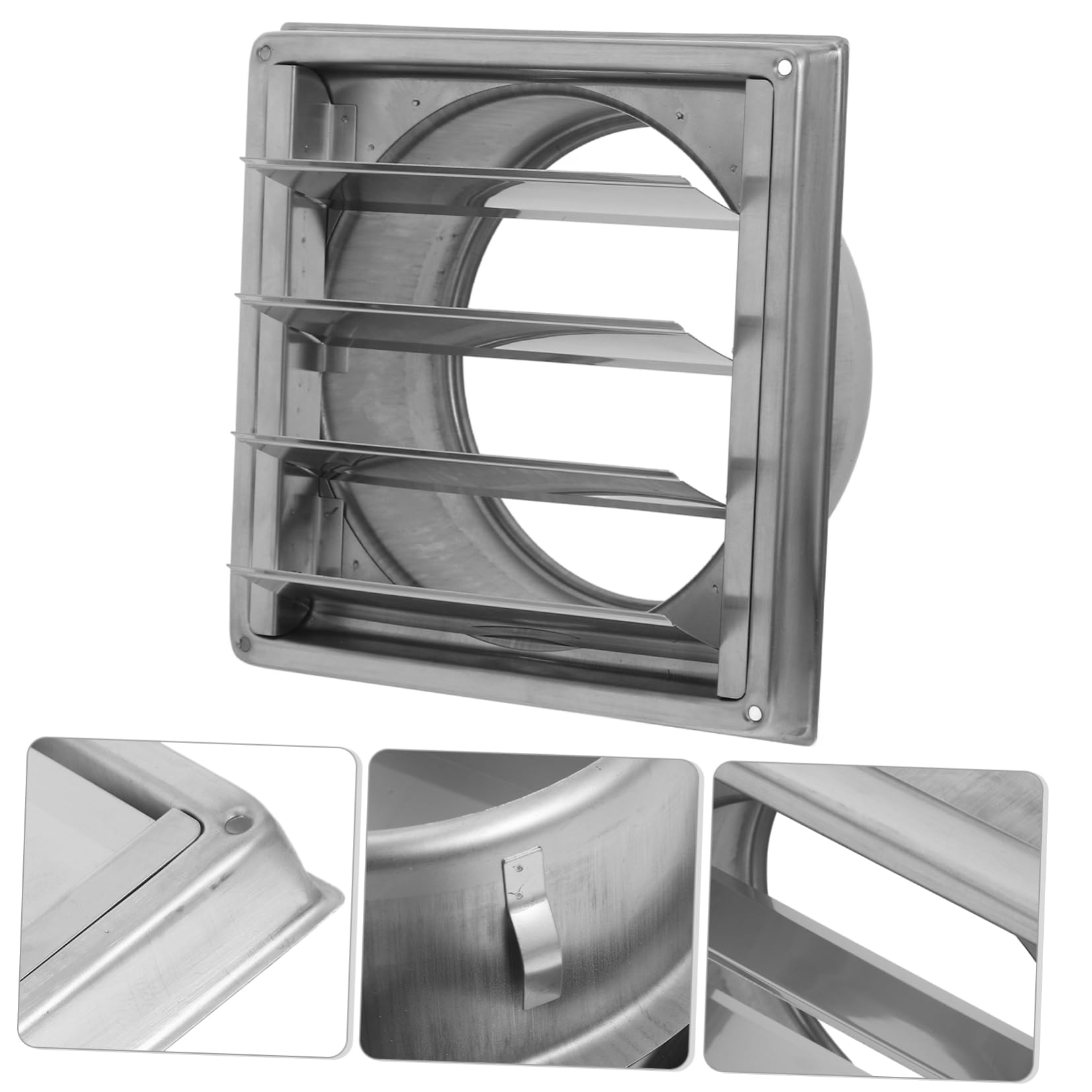 SHINEOFI Rejilla de Ventilación de Acero Inoxidable 304 Cubierta Anti Lluvia Diseño Cuadrado Elegante Persianas Móviles para Pared Exterior para Baño y Edificios Comerciales