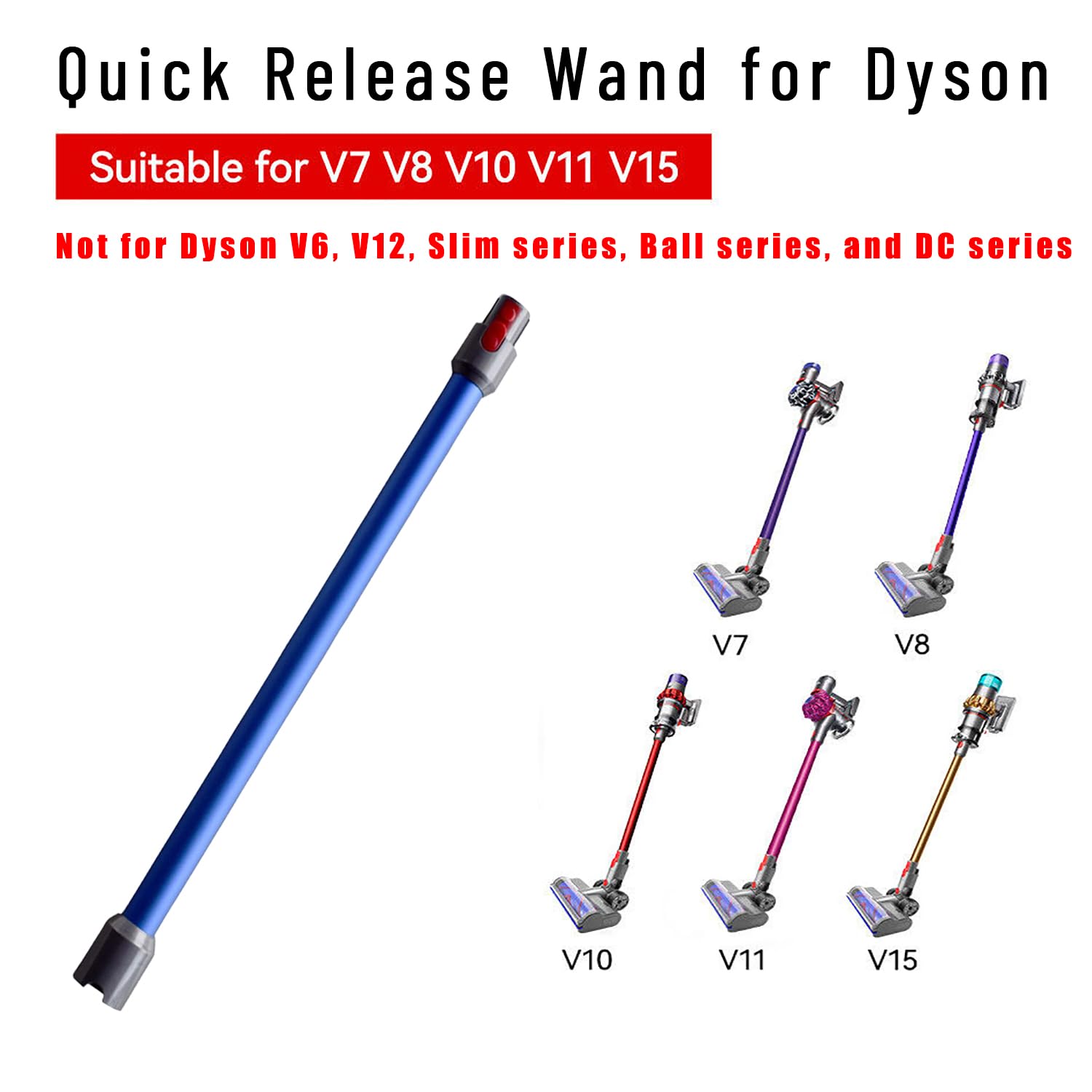 Tubo de extensión, accesorios de repuesto para aspiradora Dyson V15 V11 V10 V8 V7, accesorios de repuesto de varita de liberación rápida, 28.5 pulgadas (azul)