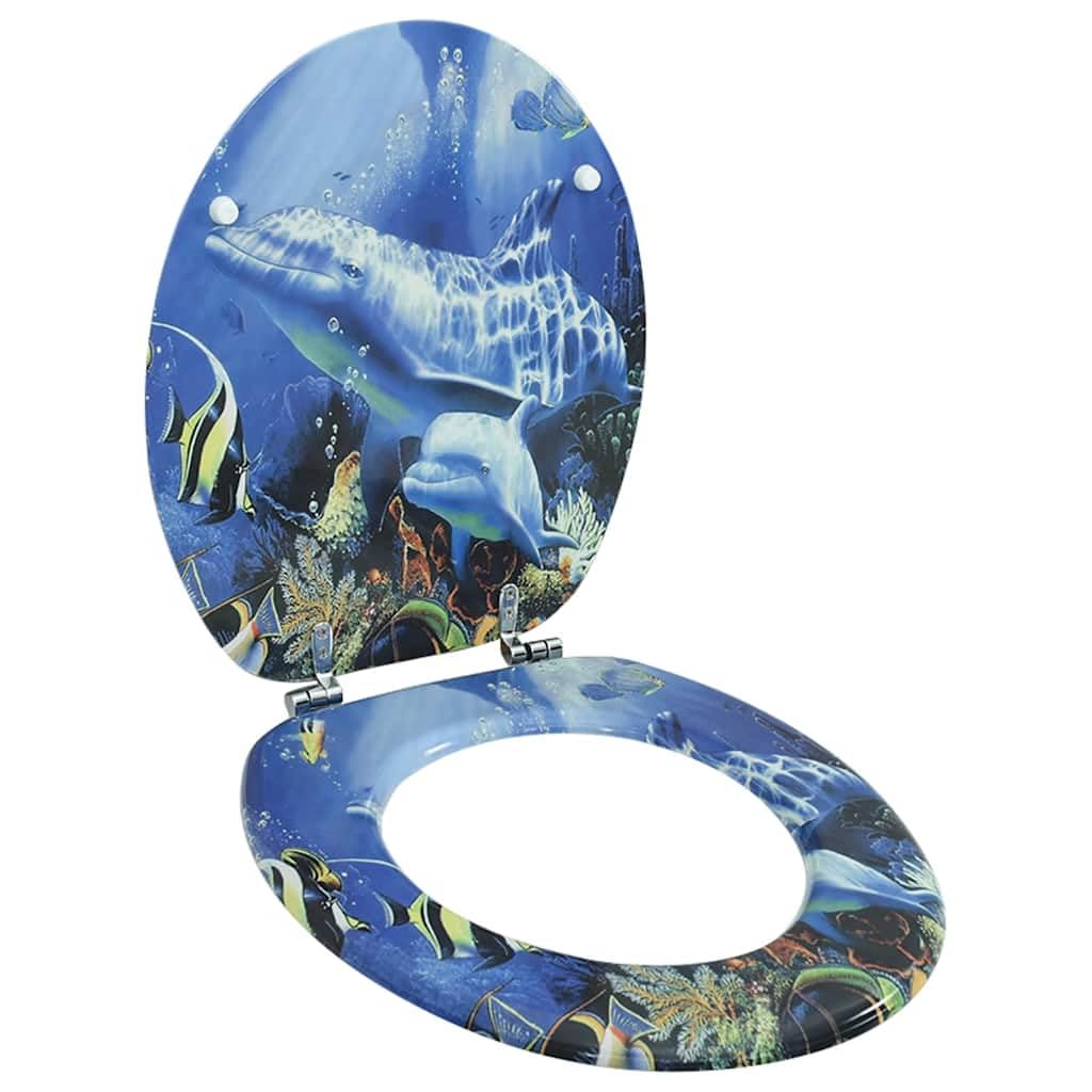 Vidaxl Wc Toilet Seat Mdf Lid Dolphins Replacement
