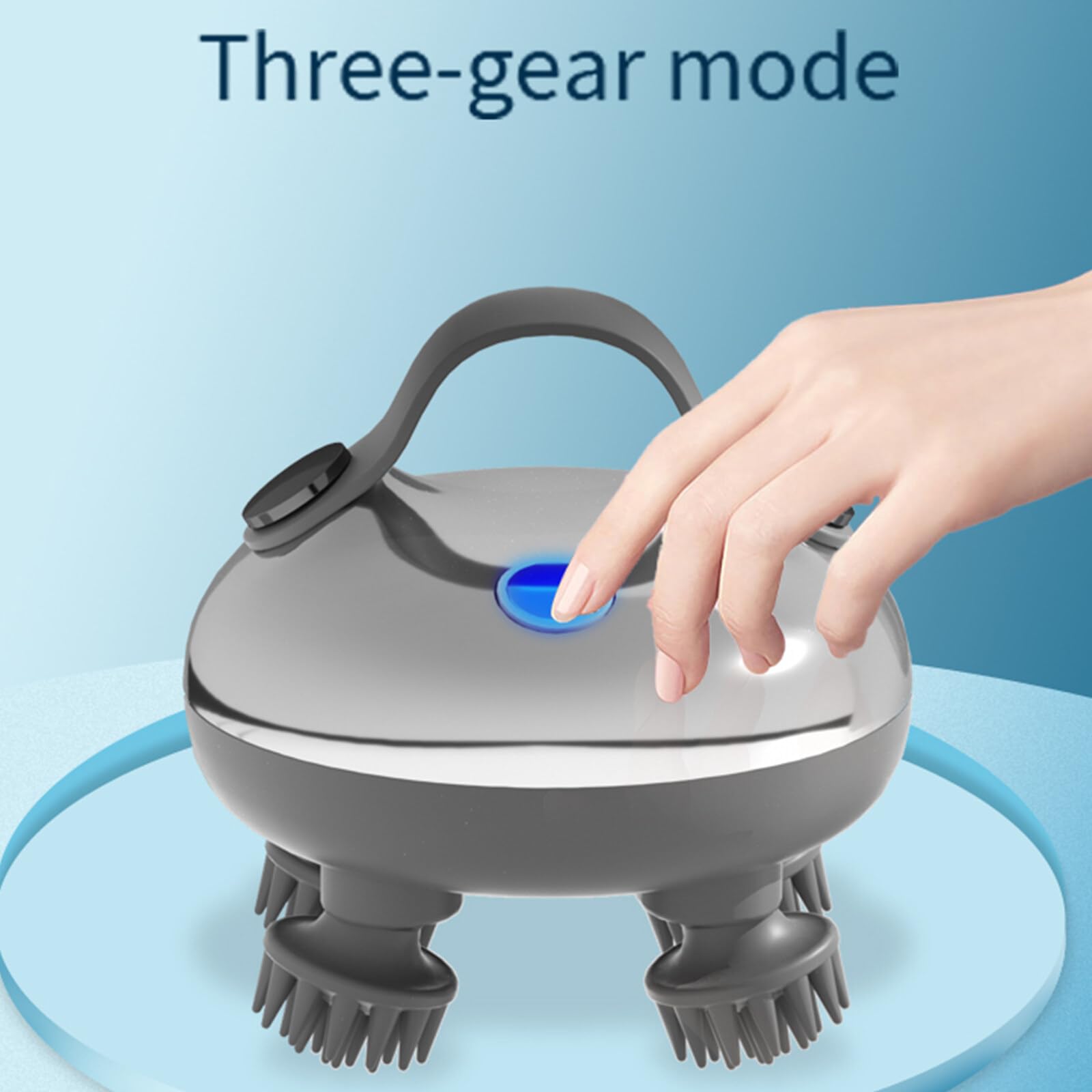 Masajeador de cabeza eléctrico del cuero cabelludo, masajeador de cuero cabelludo IPX7 impermeable con 4 cabezas, para estimular el crecimiento del cabello, cuello y cuerpo, recargable impermeable