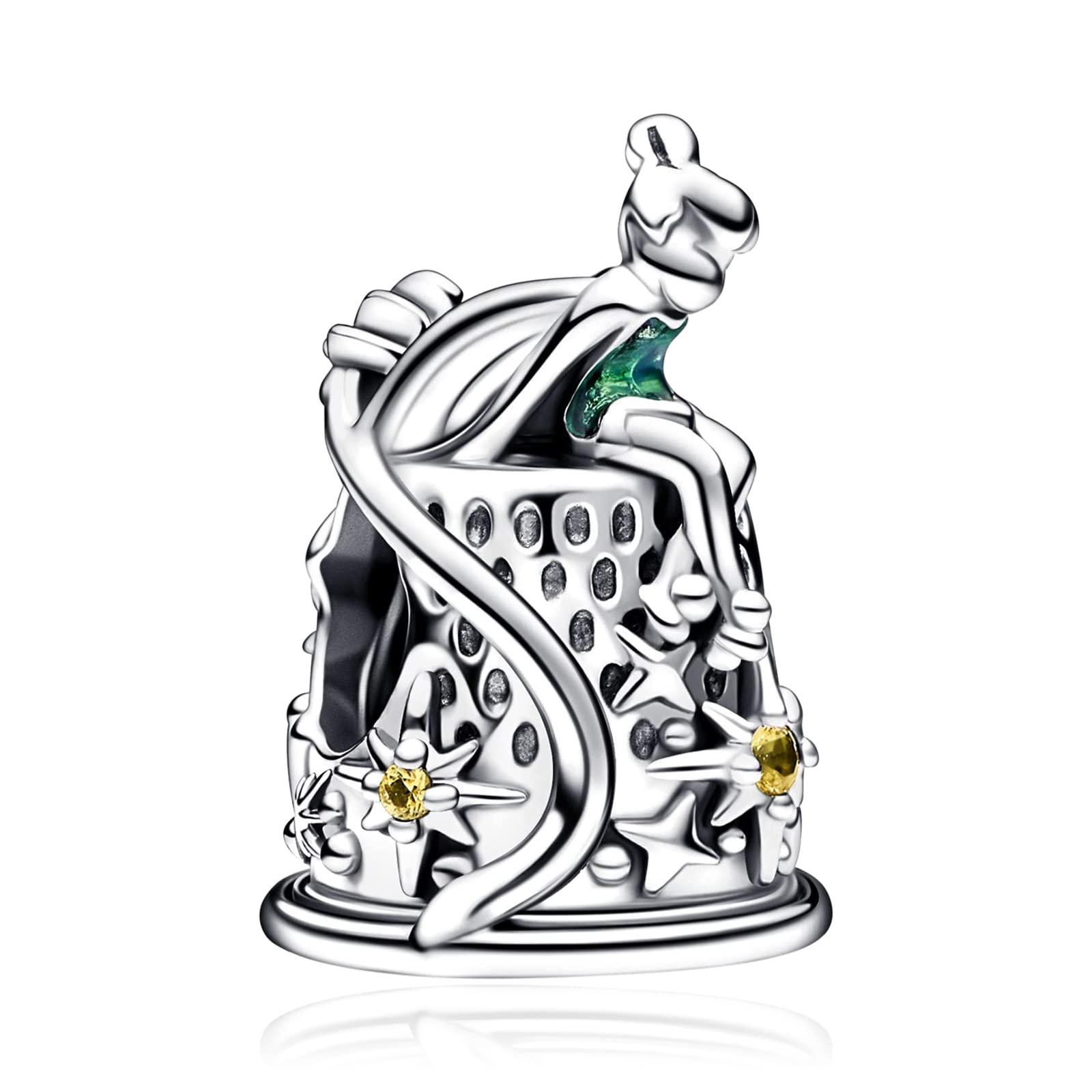 RMMY Charms aus 925er Sterlingsilber für Armbänder und Halsketten Bear & Piglet Princess Rose Beast Umgekehrter Filmheld baumelnde Anhänger Perlen Cartoon-Charms Schmuck Geschenk für Frauen