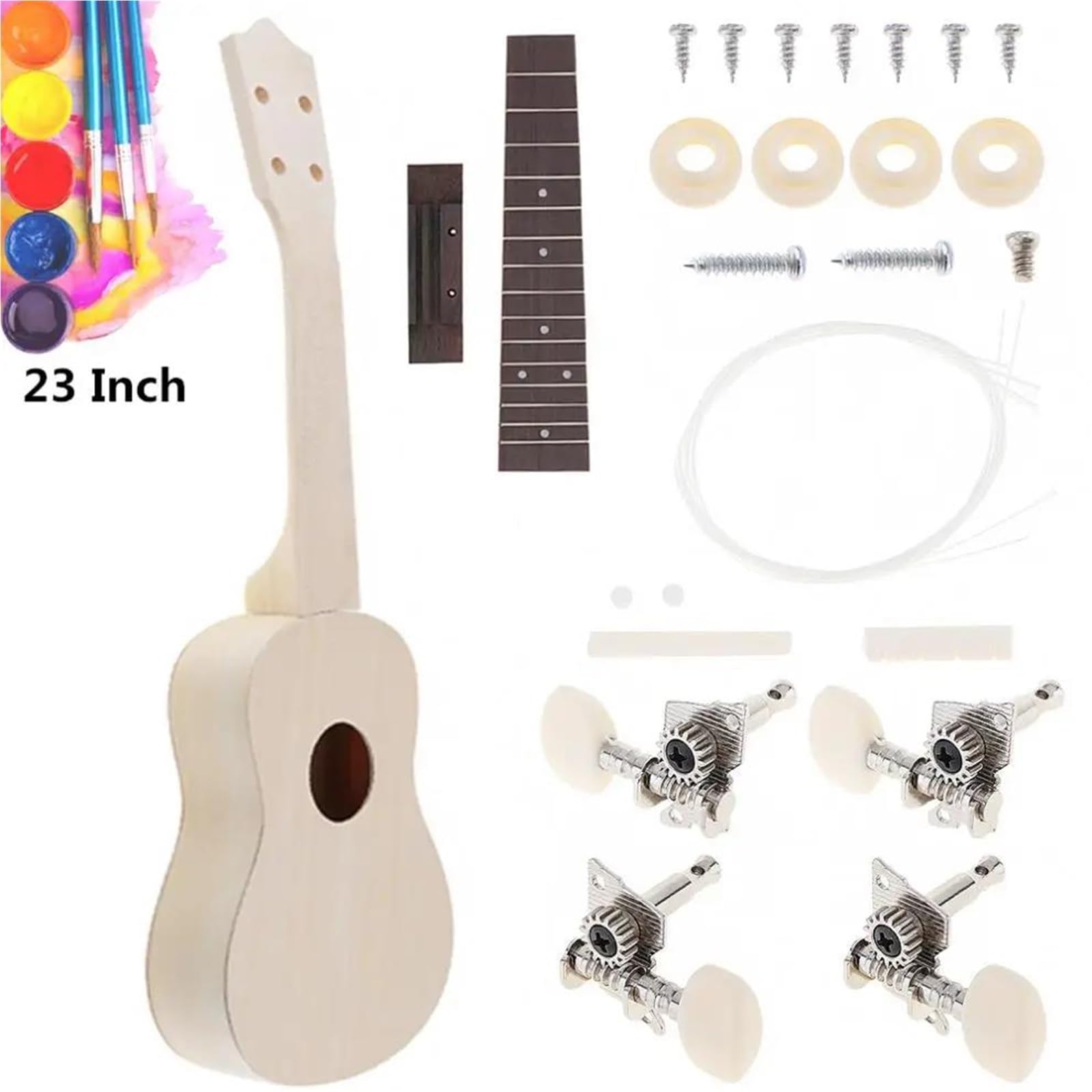 Ukulele Instrumenty Muzyczne Zestaw Ukulele 23 Cale DIY Z Podstrunnicą Palisandru Części Do Instrumentów Muzycznych Dla Początkujących Malowania Ręcznego