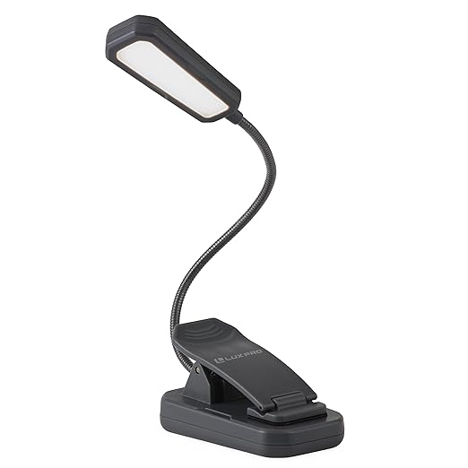 LUXPRO LP178 Rechargeable Warm 6 LED Lightweight Book Light with Convenient Padded Clip