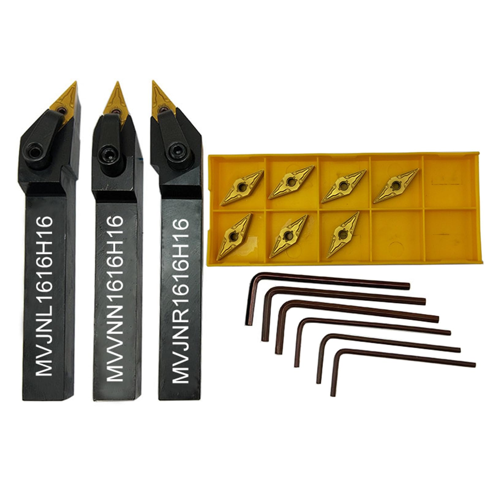 13PC 5/8" outil de tournage 16mm MVJNR1616H16 + MVVNN1616H16+MVJNL1616H16 barre d'alésage de tour CNC indexable+10PC VNMG160404-MA/VNMG331-MA insert d'outil de tournage en carbure indexable
