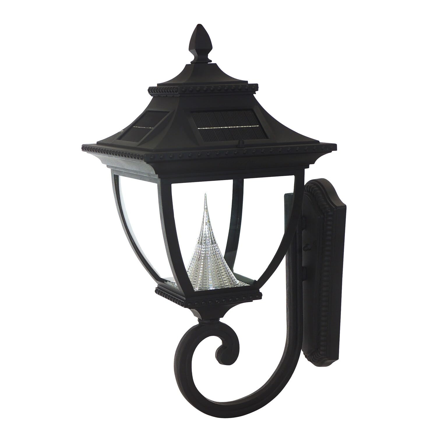 GAMA SONIC GS-104W Pagoda Outdoor Solar Light Fixture, Mount, Lamp Only- Wall Sconce, Black