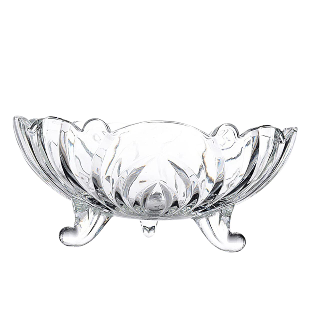 LABRIMP Tripod Glass Fruit Plate Footed Trifle Bowl Salad Bowls Cake Decorating Glass Tray Cake Container Clear Glass Bowls Clear Mixing Bowls Dessert Bowls Desktop Fruit Bowl