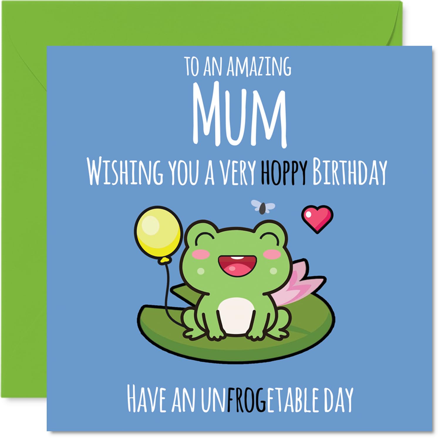 Mum Birthday Card - Cute Frog - Happy Birthday Card for Mum from Son Daughter, 145mm Mothers Day Greeting Cards