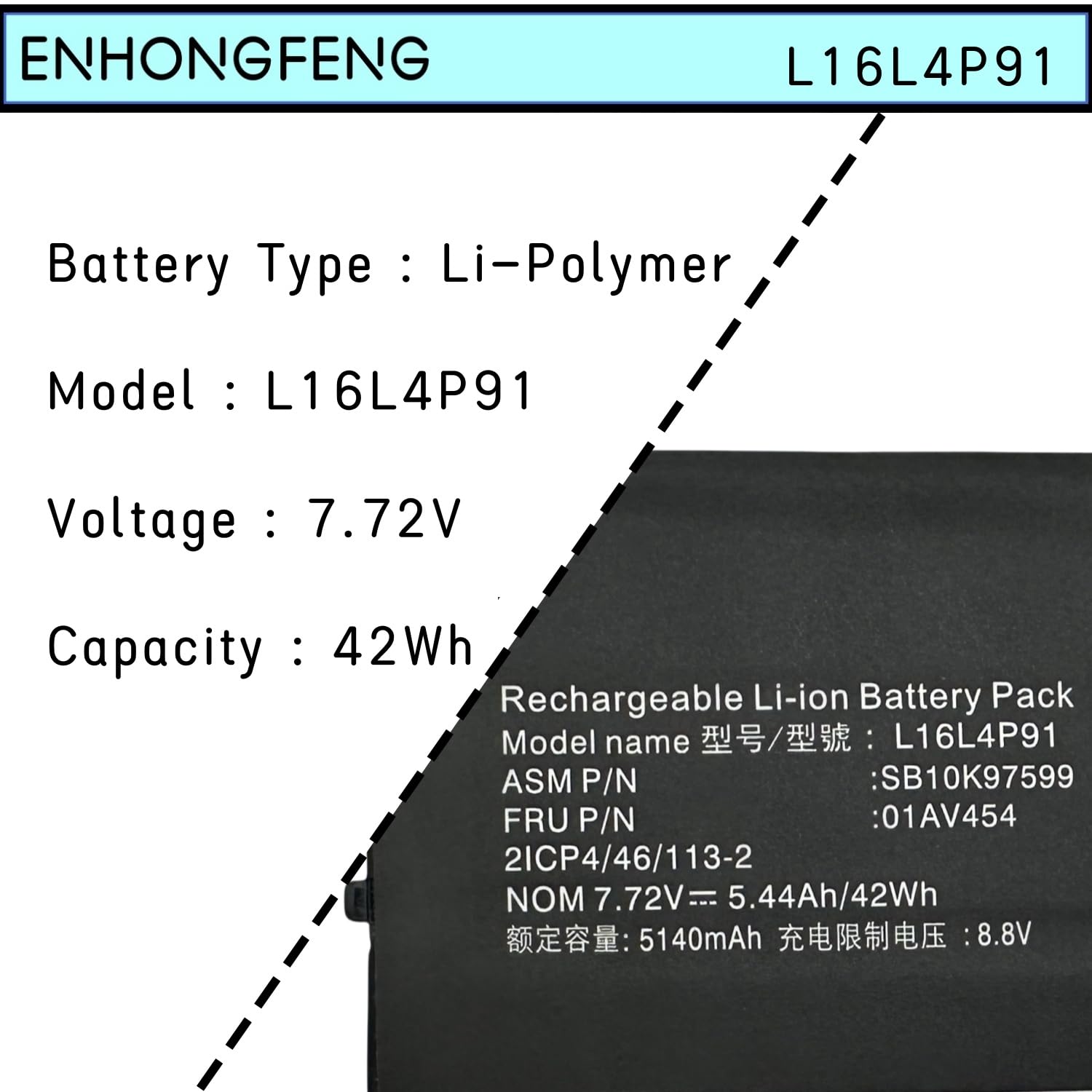 Amazon.com: ENHONGFENG L16L4P91 Laptop Battery Compatible with