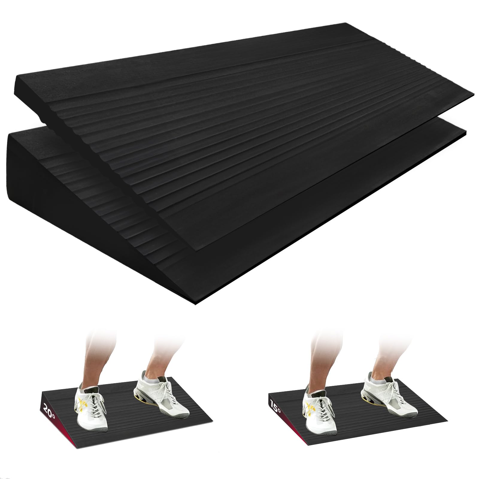 Squat Wedge Block Slant Board, Non-Slip Squat Ramp for Knees Over Toes Training, Heel Elevated Squats, Splits Squats, Calf Stretches, Weightlifting and Recovery Training
