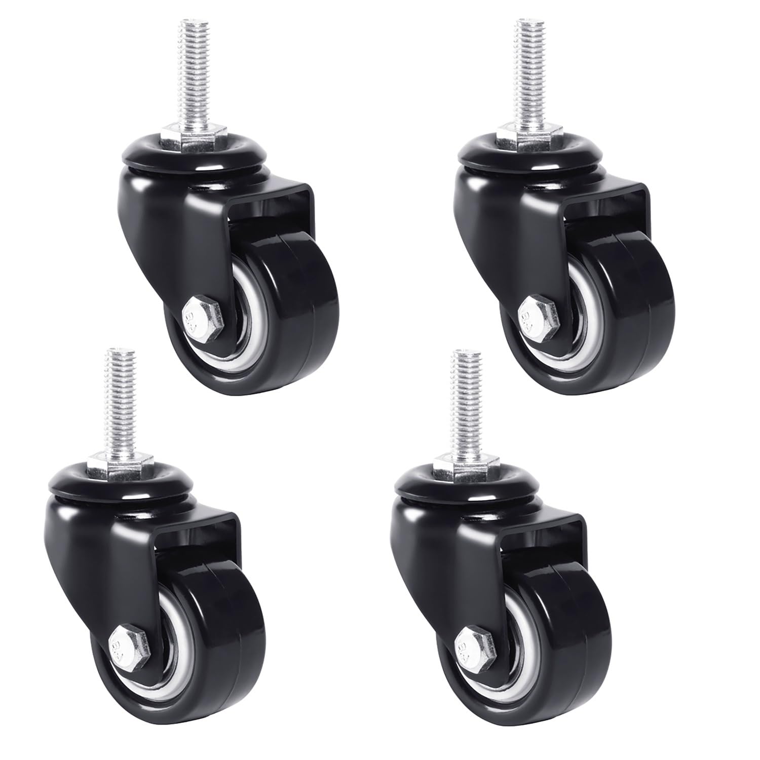 Roulettes pivotantes M10 lot de 4 roues polyuréthane 5 cm avec frein charge 150 kg
